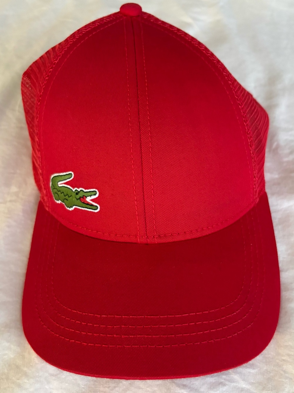 Lacoste Men's Classic Big Croc Mesh Trucker Snapback Hat Cap - Rogue Red